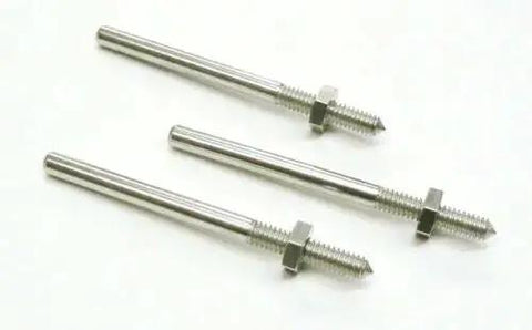 Mini Threaded Mandrel With Nut Straight Thread Set Of 3 Tiny Pro Grade Mandrels 3/32 Inch in metal with nickel finish