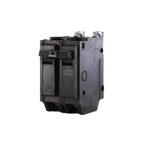 Single Unit THQB2150 2-Pole 50A Bolt-On Miniature Circuit Breaker, 120/240 VAC, 10 kA Interrupting Capacity, front view