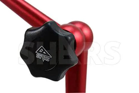 Close-up of Heavy Duty Universal Magnetic Base Indicator Holder knob with red arm, model Shars 2027932.