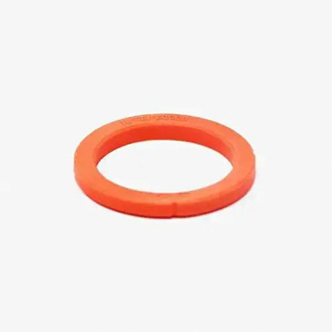 Front view of 58mm Silicone Conical Espresso Group Head Gasket Replacement for portafilter seals, shown in red