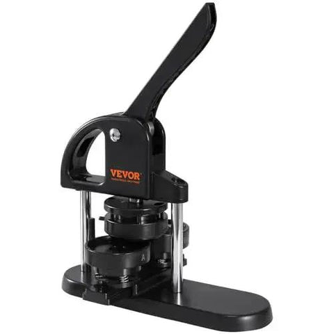 VEVOR button maker machine, black 3-in-1 pin press with lever, front view