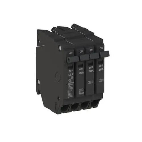Q-Line THQLQ152015 Quad Circuit Breaker 120/240 VAC Thermal Magnetic Trip with 15A 1P + 20A 2P + 15A 1P configuration