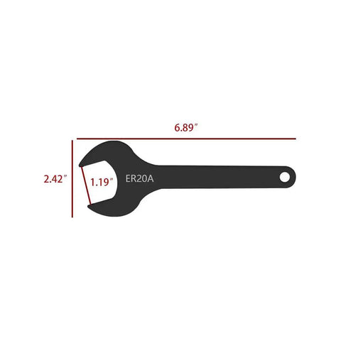 ER20 Collet Chuck Wrench Set 2 Pc 175mm Pro Grade Heavy Duty Carbon Steel Spindle Nut Tool measurement diagram