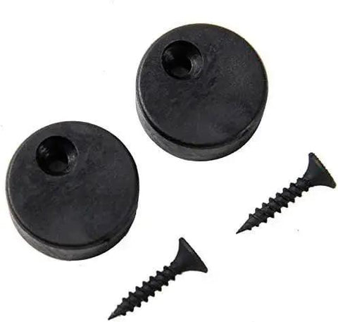 Stoppers and screws from Sliding Barn Door Hardware Kit With I Shape Antique Rollers And Straight Track In Black Frosted Finish.