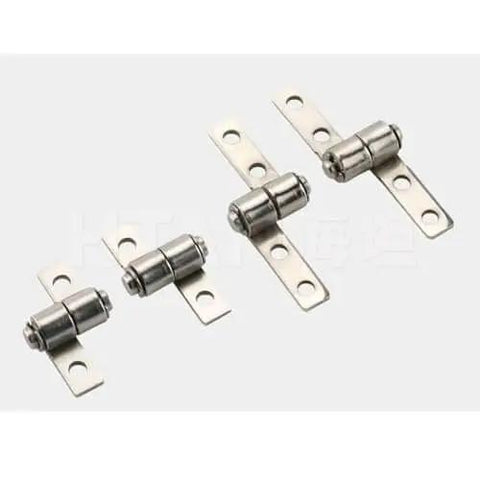360 Degree Torque Hinge With Damping For Folding Tables And Flip Tables Built Tough Durable Metal Construction Easy To Install And Disassemble Positioning Stop Provides Smooth Operation And Long Lasting Performance For Home Office And Workshop Furniture, metal hinges in various sizes on white background.