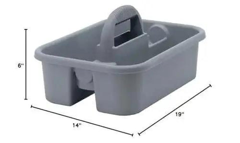 Heavy-Duty Tool Caddy With Deep Compartments And Comfortable Grip Handle, Industrial-Strength Polypropylene Organizer, Gray, Side View
