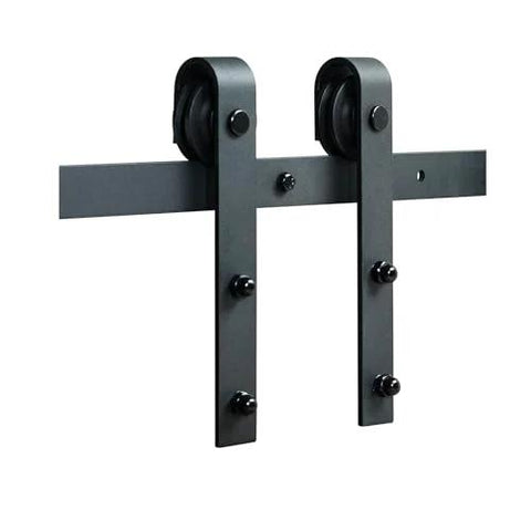 Eight Foot Sliding Barn Door Hardware Kit With 330 Lbs Capacity for 3.7 to 4.3 ft wide and 1.3 to 1.8 in thick door panels close-up