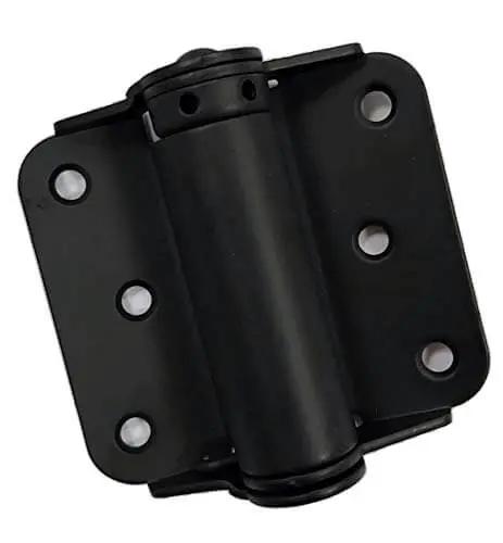 Beefy Heavy Duty Adjustable Spring Hinge 3 Inch Black For Doors Thick Cold Rolled Steel 2 Pack No Mortise Required Full Surface Mount Made In Taiwan By QCAA, front view