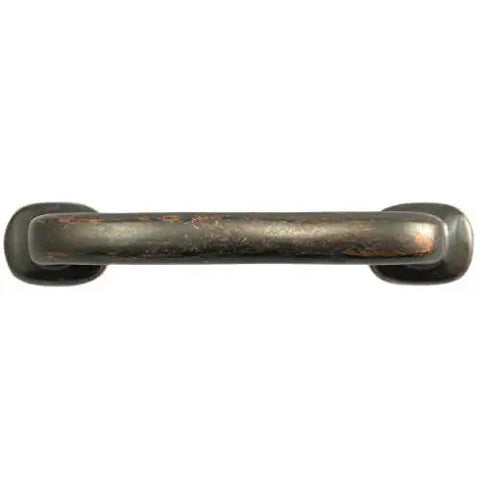 Top view of Riverstone 3 Inch Cabinet Pull in Antique Copper Durable Solid Metal Handle with Classic Distressed Finish