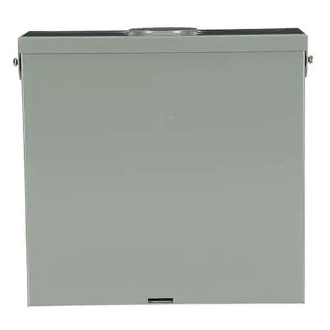 Front view of 125A Convertible Main Lug Outdoor Load Center TLM612RCUP, Rainproof NEMA 3R Enclosure, 6-Space/12-Circuit Panel