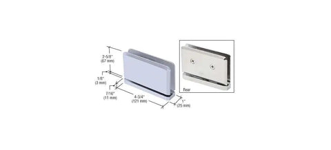 Senior Prima 01 Glass Hinge Top Or Bottom Mount Satin Chrome for One Half Inch Tempered Glass Frameless Showers and Cabinets