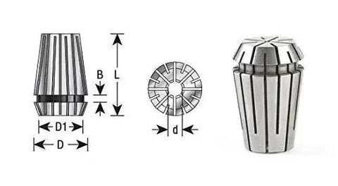 Half Inch Diameter Spring Collets ER20 CO-278 Industrial Grade for CNC Milling visualization and dimensions