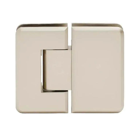Pinnacle 180 Series Satin Nickel Glass To Glass Hinge Self Centering Reversible 5 Degree Pivot Pin 180 Degree Swing