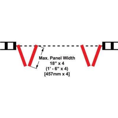Diagram of maximum panel width for Bifold Closet Door Hardware Set For 72 Inch Doors, Heavy Duty Top Hung, Four-Way Adjustable Bottom Pivot Bracket.