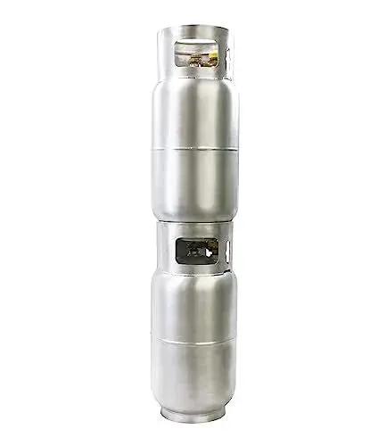 Aluminum 33.5 Lb Forklift Propane Tank With Integrated Gauge Durable Lightweight shown vertically stacked
