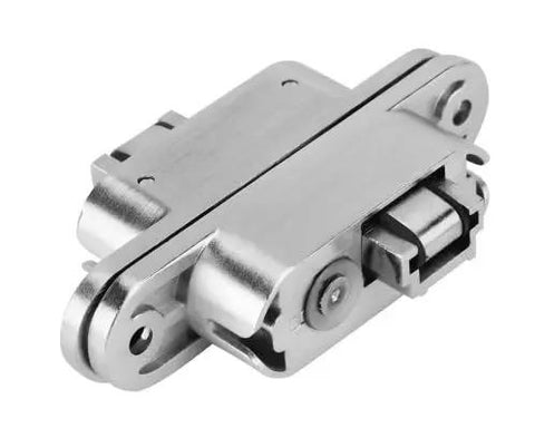 Close-up of Concealed Zinc Alloy Cross Door Hinge Set, 180 Degree Invisible Hinge For Furniture Cabinets And Closets, Quiet And Built Tough