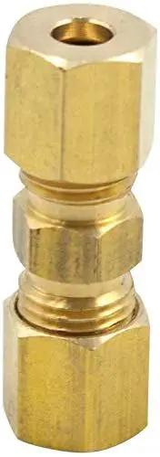 Brass Compression Tube Fitting Union Coupler 1/4 Inch OD To 1/4 Inch OD Pack Of 2 For Copper Aluminum And Thermoplastic Tubing