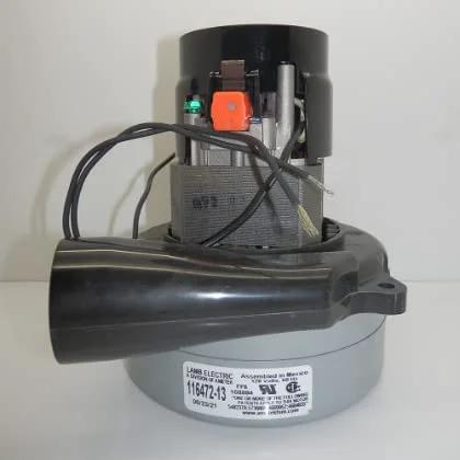 Ametek Lamb vacuum motor assembly, 120V 60Hz, model 116472-13, black blower housing with wiring.