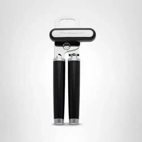 Multifunction Can Opener And Bottle Opener For Easy Kitchen Use With Razor Sharp Stainless Steel Cutting Wheel And Soft Ergonomic Handles In Black