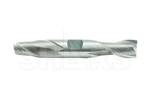 Side view of 5 Piece One Quarter Inch HSS End Mill Set With Three Eighths Inch Shank, Two Flute Double End Center Cutting End Mills