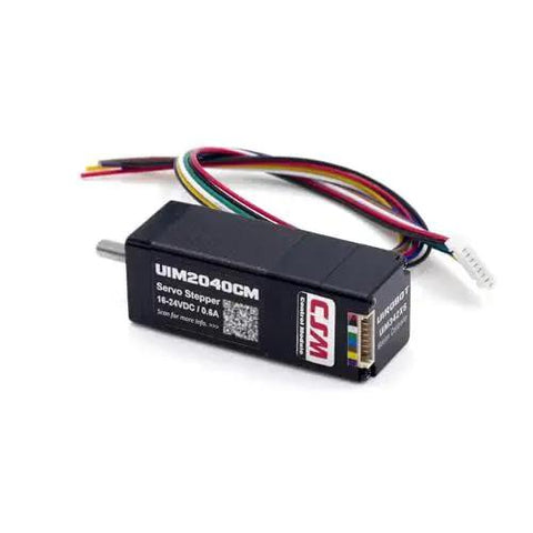 Integrated NEMA 11 Servo Stepper Motor With Built-In 17-Bit Single-Turn And 32-Bit Multi-Turn Absolute Encoder, front view with wires