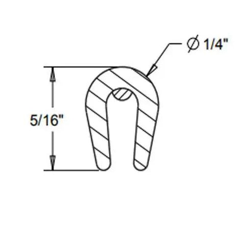 Technical diagram of Enhanced 18ft Chrome U Channel Edge Guard Trim dimensions with 1/4 inch and 5/16 inch measurements shown.