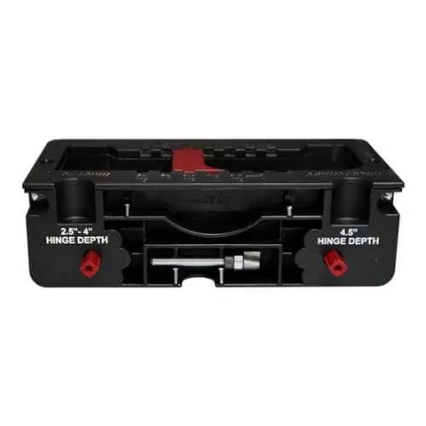 Self Clamping Door Hinge Jig With Pro Grade Adjustments And Latch Templates, rout mortises from 2.5 to 4.5 inches, front view