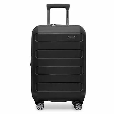 Pagosa Hardside Carry-On Luggage with 2-Inch Expandable Gusset, indestructible polypropylene shell, 360 spinner wheels, black, 22-inch