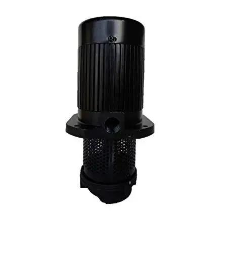 Front view of Efficient Workhorse One Eighth HP Coolant Pump For Lathe And Bandsaw Tools With 100 Mm Immersion Length, Three Eighth Inch NPT Thread, Three Phase 208 To 415 V, 9.8 GPM At 60 Hz, 8.5 PSI.