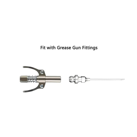 Pro Grade Grease Gun Needle Tip Kit 7 Piece Set with fittings for needle nozzles, dispenser, rubber nipple adapter for tight spaces