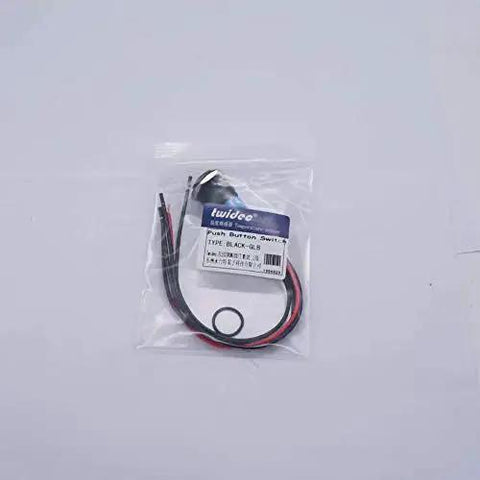 Packaged 16mm Raised Speaker Horn Momentary Push Button Switch With 12V Blue LED Light Black Stainless Steel Shell 1NO 1NC SPDT Prewired