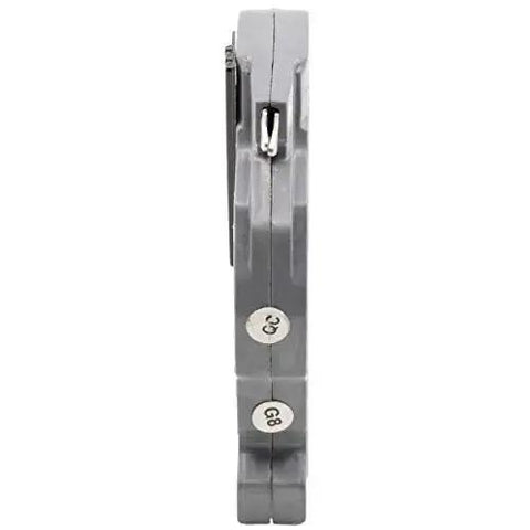 Side view of Stab Lok NC115 Replacement Circuit Breaker One Pole 15 Amp Gray Newly Manufactured Federal Pacific Electric Style Thin Series ETL Listed 10,000 AIC for Stab Lok Panels
