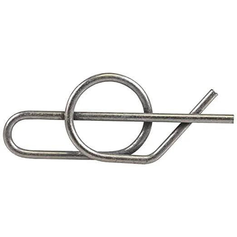 Close-up of Heavy Duty Replacement Spring Locking Cotter Pin M154221 for John Deere Lawn and Garden Tractors, metal pin