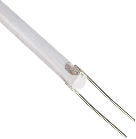 Soldering iron heater element with white ceramic tube and two metal leads