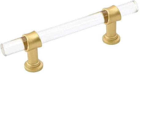 10 Piece 5 Inch Gold Cabinet Handles Set Crystal Acrylic Drawer Pulls With Brushed Brass Finish For Cabinets Dresser Cupboard
