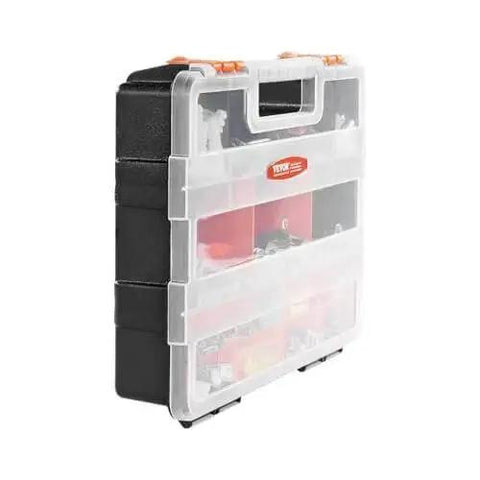 Side view of 3-Pack Small Parts Organizer Case Set With 21 Compartments, Removable Dividers, Grab-And-Go Portable Handle, Safety Latch
