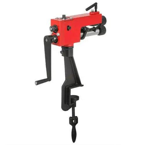Pro Grade Bead Roller Bending Machine For Sheet Metal 7 Inch Manual Forming Tool With 6 Die Set, red and black side view