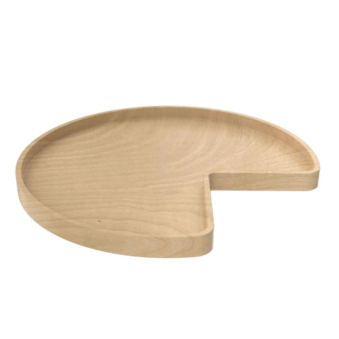32 Inch Kidney Shaped Wood Lazy Susan With 360 Degree Swivel Bearings, top view, showcasing wooden texture and shape for kitchen organization.