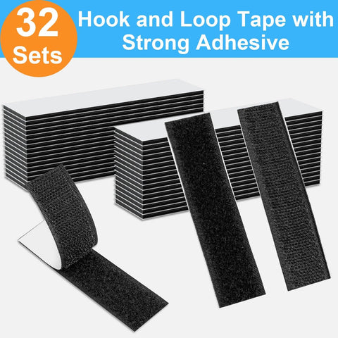 32 Sets 1x4 Inch Hook And Loop Strips With Adhesive Heavy Duty Mounting Strips For Wall Hanging Pictures Remote Controls Power Strips