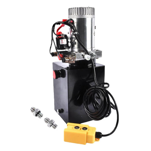 3200 PSI Hydraulic Power Unit, 12V DC Double Acting Hydraulic Pump with 8 Quart Metal Oil Reservoir, heavy-duty design