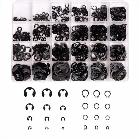 324 Piece E Clips And Snap Ring Kit In Carbon Steel For Heavy Duty Use 24 Sizes Assortment Covering E Clips 2mm To 12mm