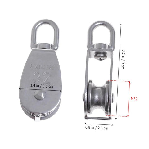 32mm Stainless Steel Single-Sheaved Pulley Roller Swivel Function Heavy Duty Wire Rope Pulley for Lifting Systems