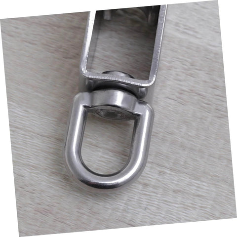 Close-up of 32mm Stainless Steel Swivel Single Sheave Pulley Roller for Rope Wire and Cable Lifting Heavy Duty Design for Rigging