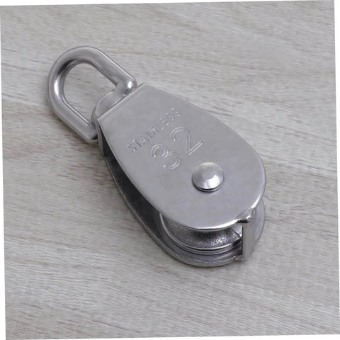 32mm Stainless Steel Swivel Single Sheave Pulley Roller for Rope Wire and Cable Lifting Heavy Duty Design for Rigging and Transportation