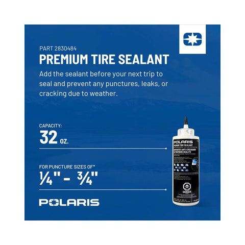 32 Oz Premier Tire Puncture Repair Sealant Seals Leaks Instantly, bottle, front view, capacity 32 oz, puncture size 1/4 to 3/4 inch