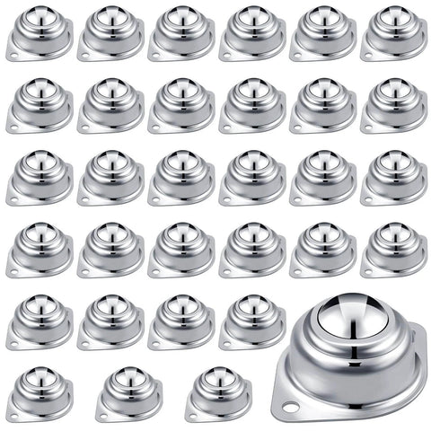 32 Pcs Surface Roller Ball Transfer Bearings 1 Inch Carbon Steel Units for Conveyors Roller Stands Furniture Workbenches