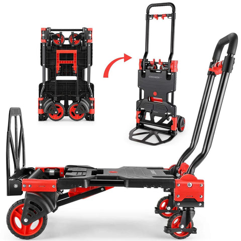 330LB Folding Hand Truck Heavy Duty Carrying, Combination of Four Wheels and Two Wheels Convertible Dolly Cart with Retractable Handle