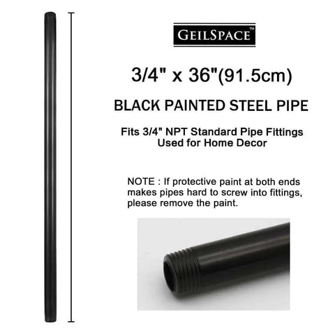 6 Pack 3 Quarter Inch Black Metal Pipe 36 Inch Pre Cut Industrial Steel Set For Vintage DIY Industrial Shelving Fits Standard Three Quarters Inch Black Threaded Pipes And Fittings Lightweight Home Decor.