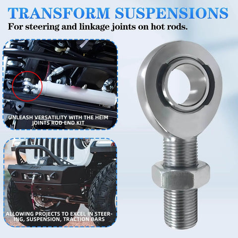 3/4 inch Heim joint rod end bearing kit with jam nuts, right and left hand 3/4-16 thread chromoly panhard rod ends
