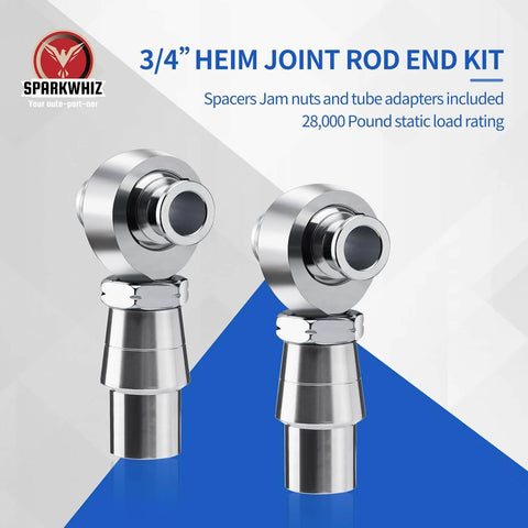 3/4 Heim Joint Rod End Kit with Left and Right Hand Threads, Heavy Duty 750 Chromoly Joints displayed in packaging